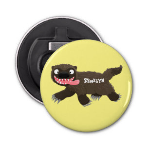 Funny hungry wolverine animal cartoon bottle opener