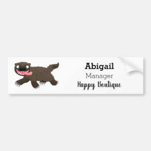 Funny hungry wolverine animal cartoon bumper sticker