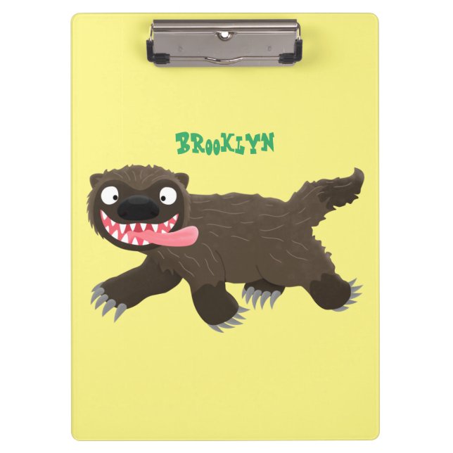 Funny hungry wolverine animal cartoon clipboard (Front)