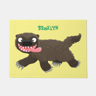 Funny hungry wolverine animal cartoon doormat