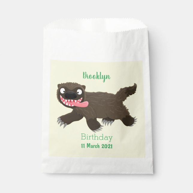 Funny hungry wolverine animal cartoon favour bags (Front)
