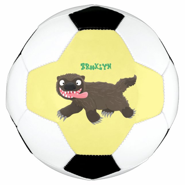 Funny hungry wolverine animal cartoon football (Front)