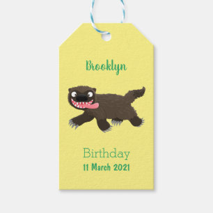 Funny hungry wolverine animal cartoon gift tags