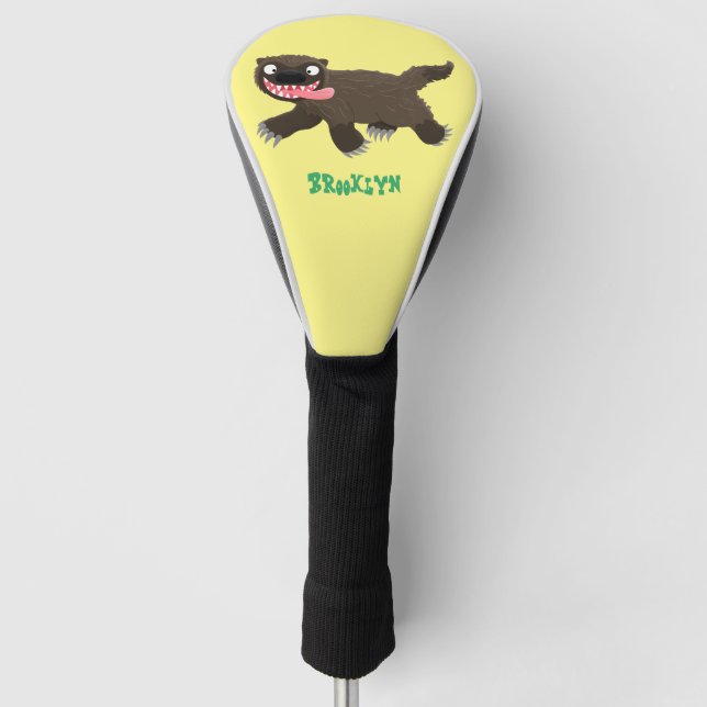 Funny hungry wolverine animal cartoon golf head cover (Front)