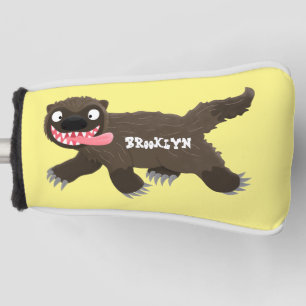 Funny hungry wolverine animal cartoon golf head cover