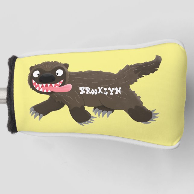 Funny hungry wolverine animal cartoon golf head cover (Front)