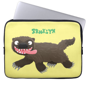 Funny hungry wolverine animal cartoon laptop sleeve