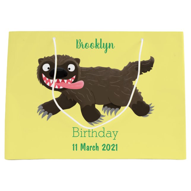 Funny hungry wolverine animal cartoon large gift bag (Front)