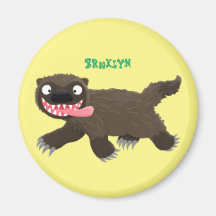 Funny hungry wolverine animal cartoon magnet