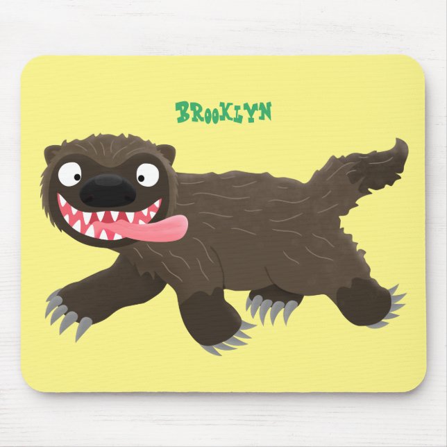 Funny hungry wolverine animal cartoon mouse mat (Front)