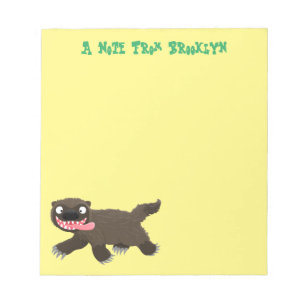 Funny hungry wolverine animal cartoon notepad