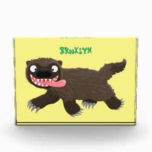 Funny hungry wolverine animal cartoon photo block