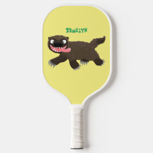 Funny hungry wolverine animal cartoon pickleball paddle