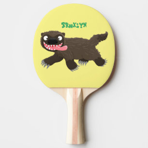 Funny hungry wolverine animal cartoon ping pong paddle
