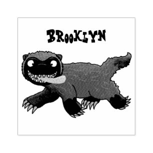 Funny hungry wolverine animal cartoon rubber stamp