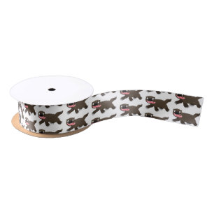 Funny hungry wolverine animal cartoon satin ribbon