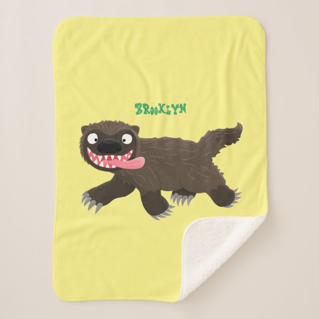 Funny hungry wolverine animal cartoon  sherpa blanket (Front)