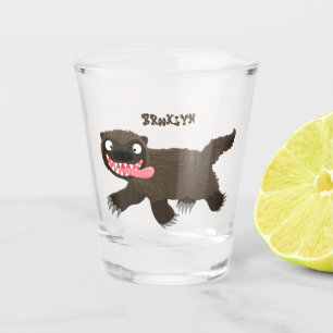 Funny hungry wolverine animal cartoon shot glass