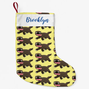 Funny hungry wolverine animal cartoon small christmas stocking