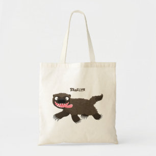 Funny hungry wolverine animal cartoon tote bag