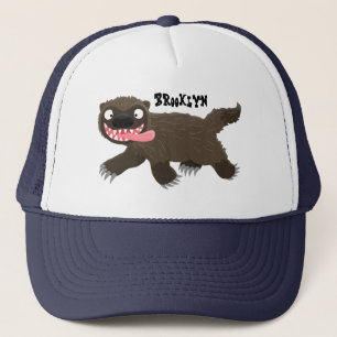 Funny hungry wolverine animal cartoon trucker hat
