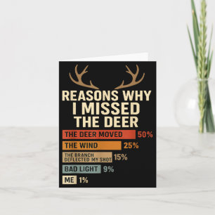 Funny Hunter Reasons Why I Missed The Deer Hunting Card