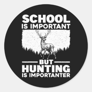 Funny Hunting Art For Boys Men Deer Hunter Wildlif Classic Round Sticker