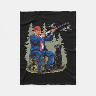 Funny Hunting Duck Trump Camo Hunting Hello Fleece Blanket