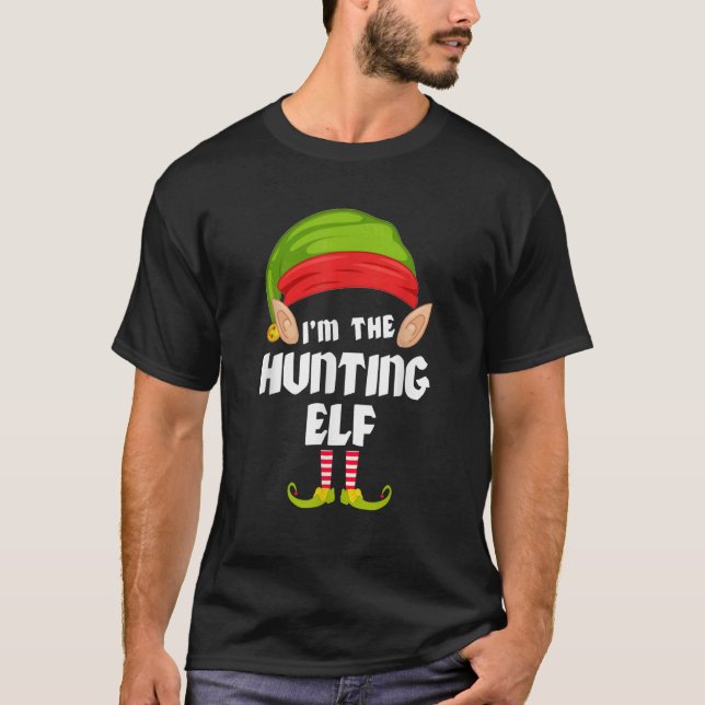 Funny Hunting Elf Matching Family Group PJ Christm T-Shirt (Front)