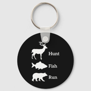 Funny Hunting Fishing Hunt Fish Run Bear Gift  Key Ring