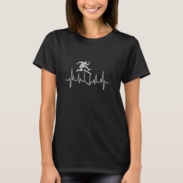 Funny Hurdle EKG Hearbeat Track And Field Hurdles T-Shirt (Front)