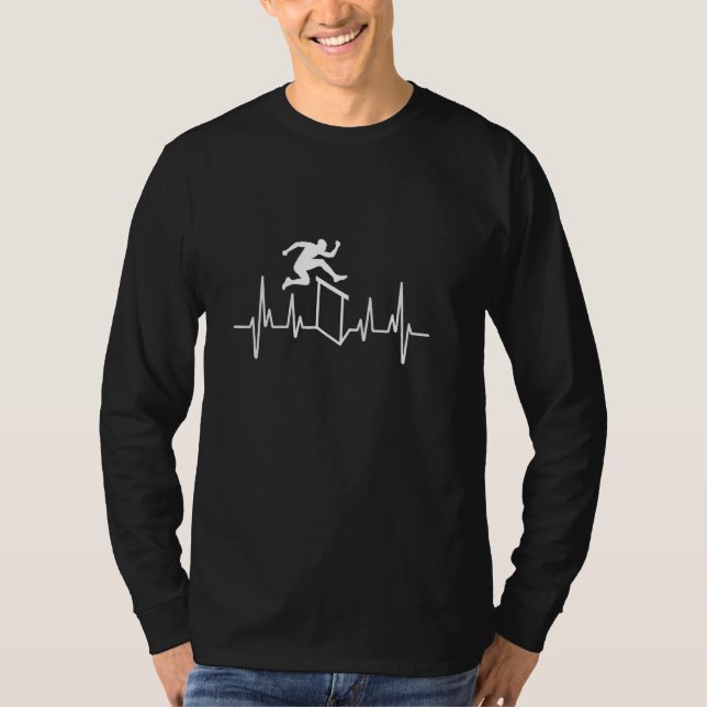 Funny Hurdle EKG Hearbeat Track And Field Hurdles T-Shirt (Front)