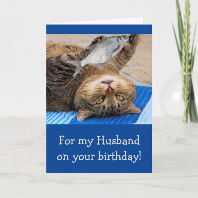 Funny Husband Fishing Birthday Card (Front)