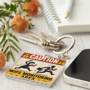 Funny Husband Gift - Marriage Humour Warning Sign Key Ring