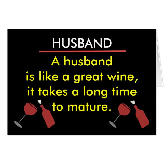 Funny Husband Wine Card (Front Horizontal)
