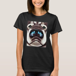 Funny Husky design dog imprint artwork face with S T-Shirt