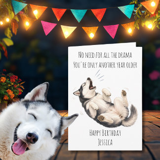 Funny Husky Dog Birthday Card