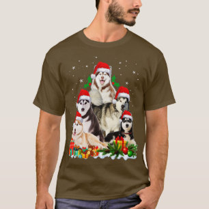 Funny Husky Dog Christmas Tree Cute Xmas T-Shirt