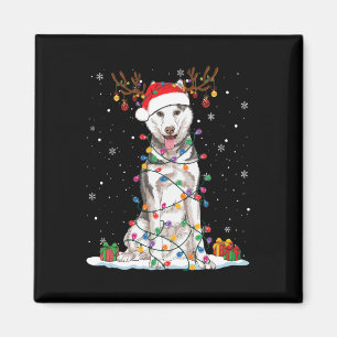 Funny Husky Dog Tree Christmas Lights Xmas Pajama Magnet