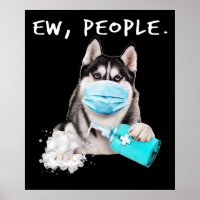 Funny husky ew people dog wearing a face mask gift