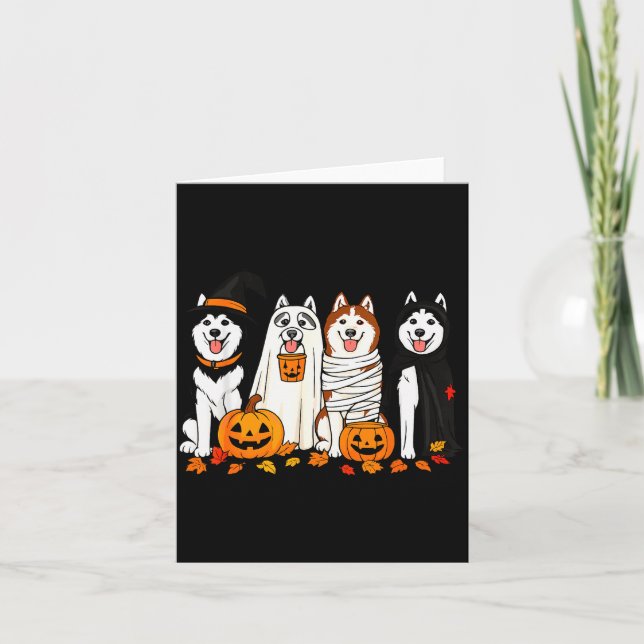 Funny Husky Ghost Dogs Halloween Dog Soky  Card (Front)
