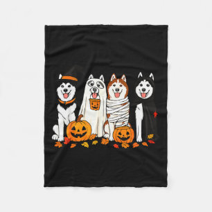 Funny Husky Ghost Dogs Halloween Dog Soky Fleece Blanket