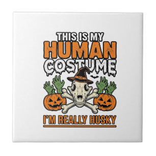 Funny Husky Human Costume Halloween Dog Shirt Desi Tile