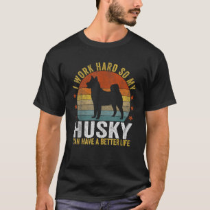 Funny Husky Mom Husky Dad Retro Vintage Husky  T-Shirt