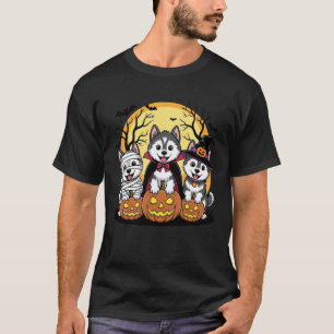 Funny Husky Siberian Dogs Halloween Husky Dog Mum T-Shirt