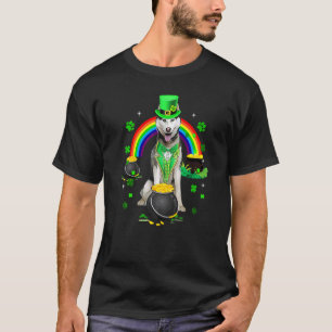 Funny Husky Sibir Leprechaun Shamrock St Patrick's T-Shirt