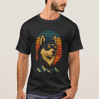 Funny Husky Sunglasses Cool Dog Retro Sunset T-Shirt