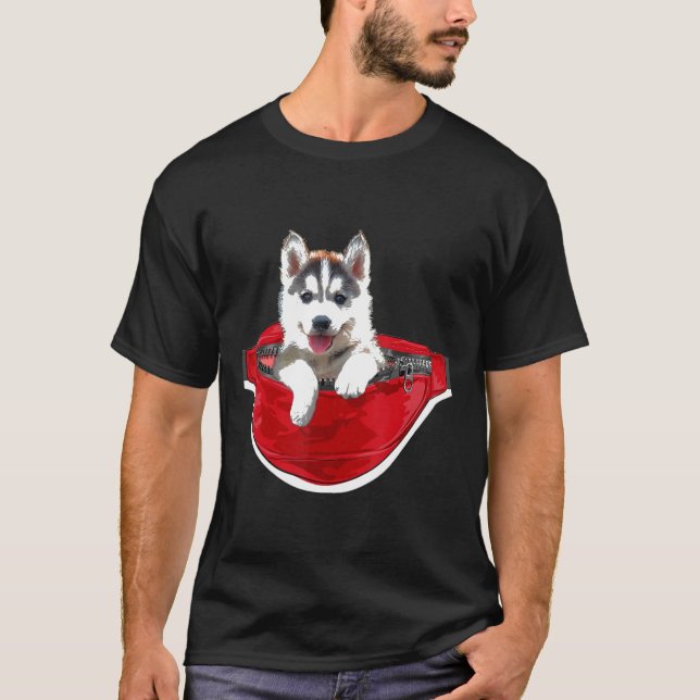 Funny Husky Waist Pack Dog Pocket Lover Gift T-Shirt (Front)