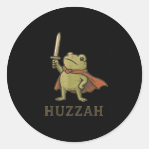 Funny Huzzah Frog Shirt, Vintage Toad Knight Tee  Classic Round Sticker