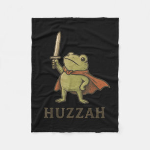 Funny Huzzah Frog Shirt, Vintage Toad Knight Tee  Fleece Blanket